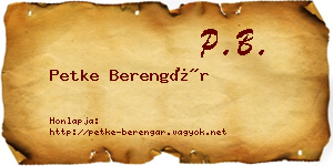 Petke Berengár névjegykártya